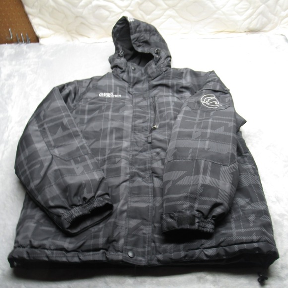 Ecko Function Ski Jacket Men XL Black Gray Plaid Waterproof‎ Hood Insulated Snow - Picture 1 of 15
